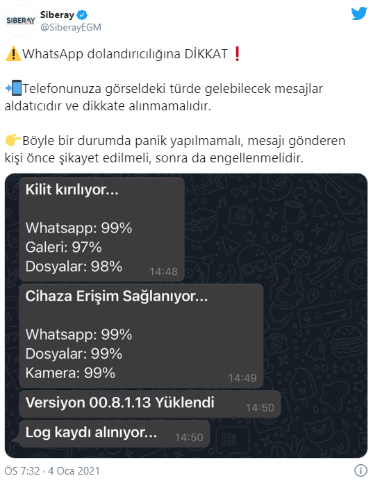 Emniyet'ten WhatsApp uyarısı